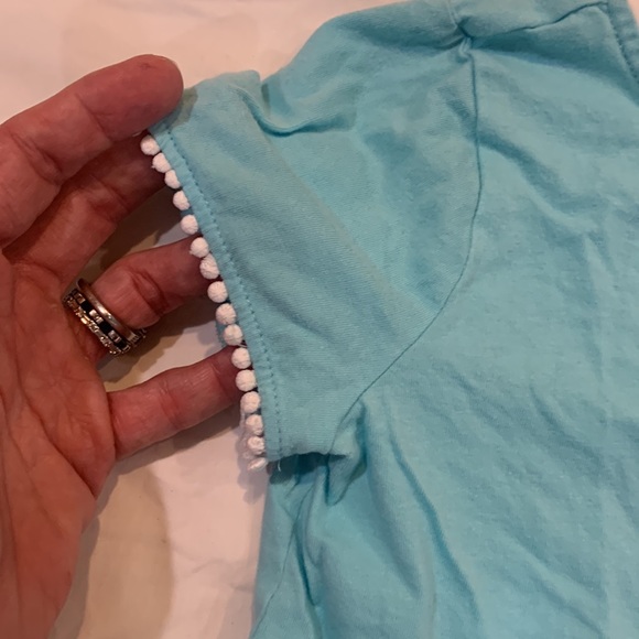 Lilly Pulitzer girls top with pompom sleeves - Picture 2 of 4